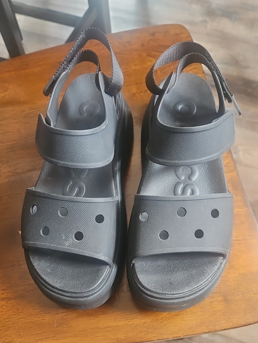 CROCS Black Platform Slingback Sandals